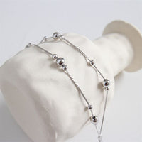 Women Double Layer Beads 925 Sterling Silver Bracelet