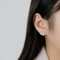 Office Geometry CZ Rectangle 925 Sterling Silver Stud Earrings