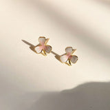 Beautiful Pink Epoxy Three Leaf Flower Stud Earrings - Brier Hills