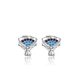 Blue CZ Rose Flower Bouquet Earrings - Brier Hills