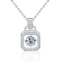 Casual Round Dancing Moissanite CZ Lock 925 Sterling Silver Necklace - Brier Hills
