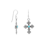 Oxidized Cross Earrings with Turquoise Center - Brier Hills