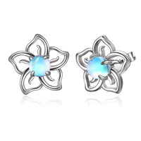 Flower Moonstone Earrings Sterling Silver Studs - Brier Hills