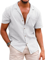 Men's Woven Linen Loose Lapel Shirt