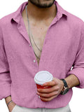 Men's Solid Color Casual Lapel Long Sleeve Shirt