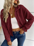 New fashion women's solid color long-sleeved lapel sherpa jacket