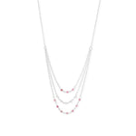 Pretty in Pink! 16" 3 Row Pink Tourmaline and Rainbow Moonstone Necklace - Brier Hills